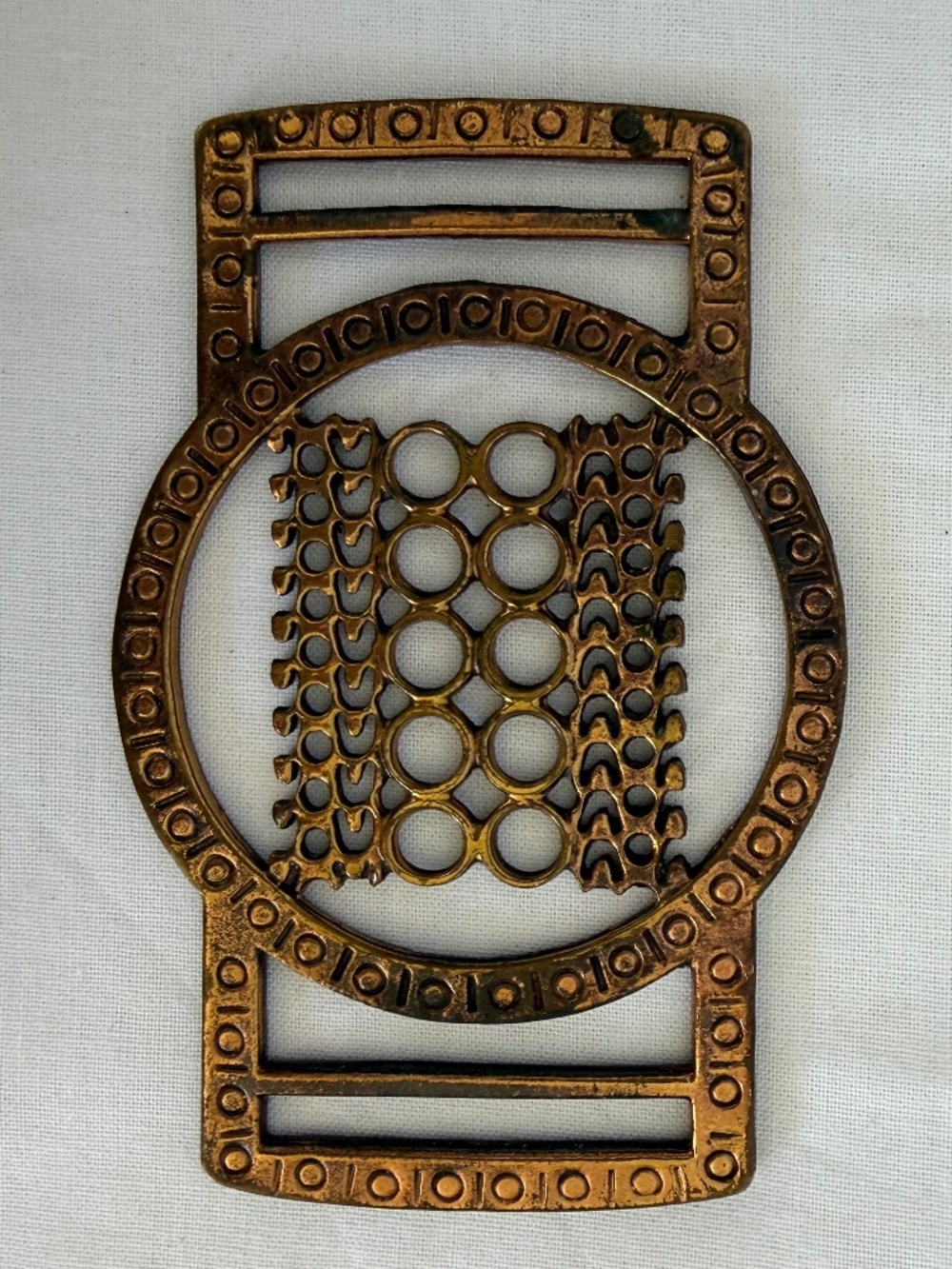 Pentti Sarpaneva Finland Brass Geometric Belt Vintage Modernist D‑Ring Closure - Picture 4 of 7